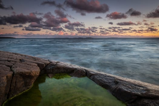 Colorful seascape in Pori, Finland. Blue Baltic Sea.