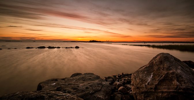 Beautiful sunset from the coast. The picture is taken in Pori, Finland.