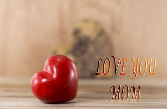 Happy mothers day red heart shape