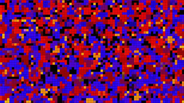 Mosaic with many little colorful square pieces, computer generated abstract background, 3D rendering