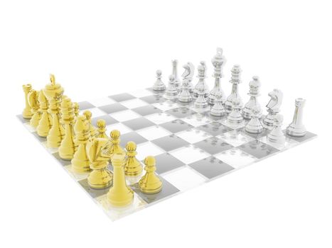 Chess business idea for competition on it isolated in white background - 3d rendering