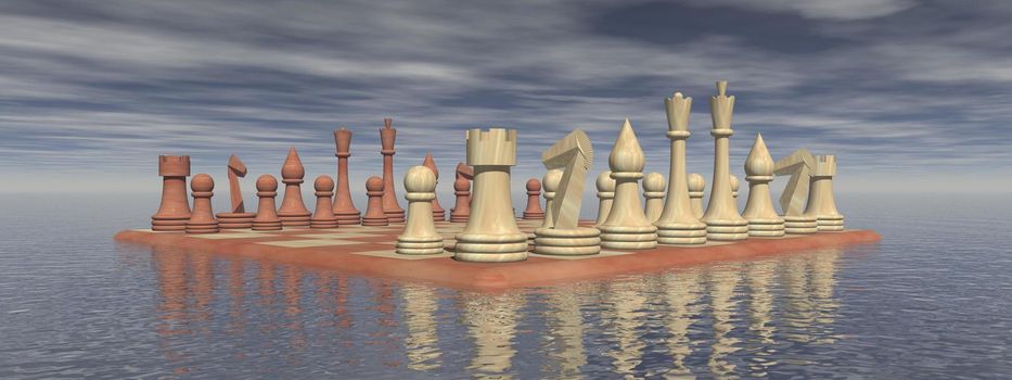 Chess business idea for competition on it isolated in white background - 3d rendering