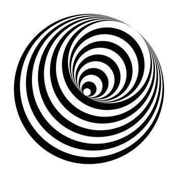 illustration of an optical illusion black and white circles cone