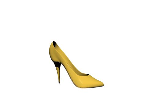 Women's yellow shoes from a varnish on a white background - 3d rendering