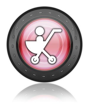 Icon, Button, Pictogram with Stroller symbol