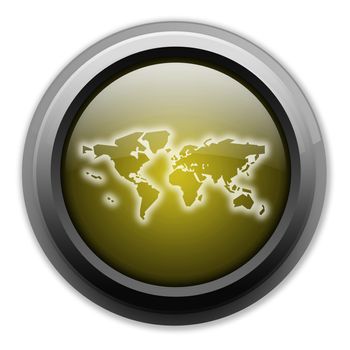 Icon, Button, Pictogram with World Map symbol