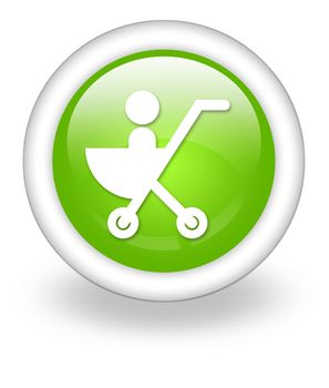 Icon, Button, Pictogram with Stroller symbol