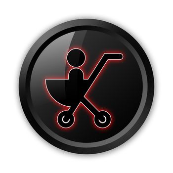 Icon, Button, Pictogram with Stroller symbol