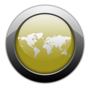 Icon, Button, Pictogram with World Map symbol
