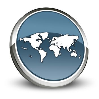 Icon, Button, Pictogram with World Map symbol
