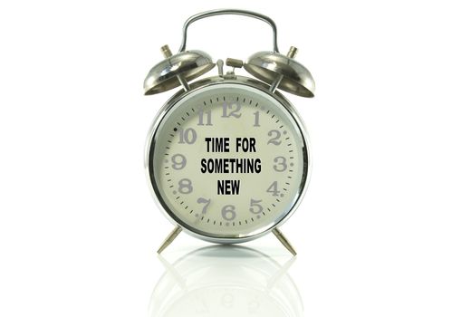 metal alarm clock with text try something new 