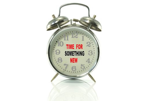 metal alarm clock with text try something new 
