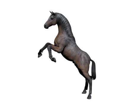 White horse grey on white background - 3d rendering