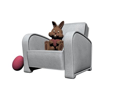 Brown bunny hugging an Easter egg - 3d rendering