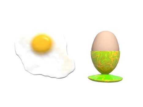 fried egg yellow on egg white background - 3d rendering