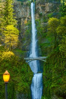 Iconic waterfall along highway I-84 east of Portland, Oregon