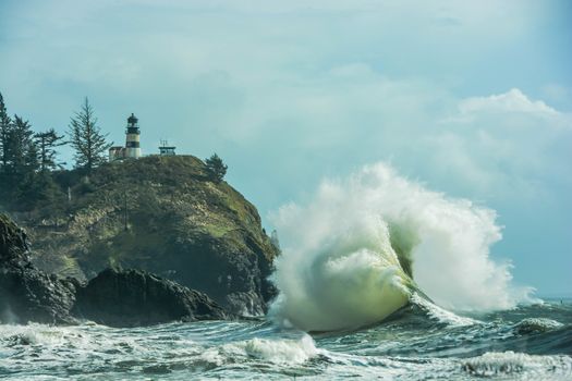 Unique wave formation (standing wave) brings tourists to this location, in Ilwaco, Washington State