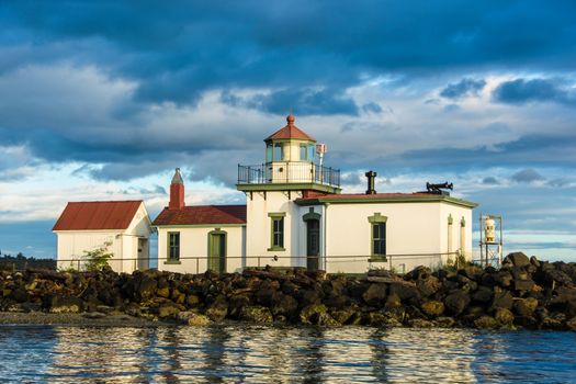 West Point Lighthouse, situated  in Discovery Park at the entrance to Seattle's Elliott Bay