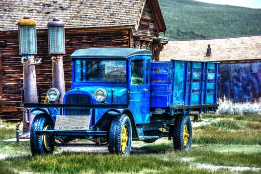 Antique truck with two antique gas pumps - Bodie, CA