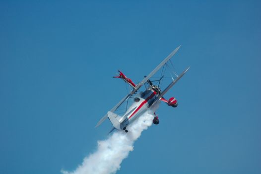 Wing walker at Riverside Airshow, 2006,  Riverside, CA