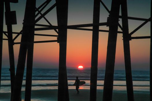 Sunset taken under the pier, Huntington Beach, CA