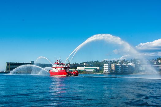 Photographed during sea trials on Puget Sound, Washington