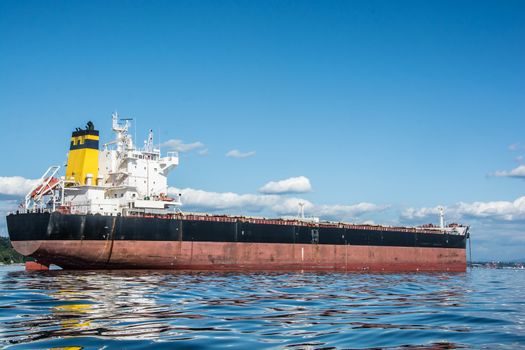 Bulk Carrier lying at anchor in Seattle's Elliott Bay.