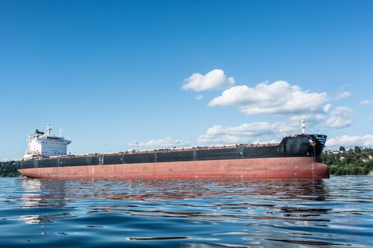 Bulk Carrier lying at anchor in Seattle's Elliott Bay.