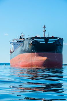 Bulk Carrier lying at anchor in Seattle's Elliott Bay.