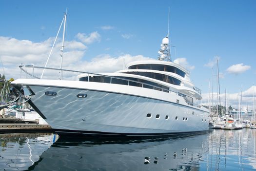 Mega yacht tied up at Seattle's Elliott bay Marina