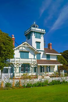 Point Fermin,California Lighthouse, on clear day with whispy clouds