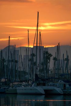 Sun rising over Harbor Island, San Diego