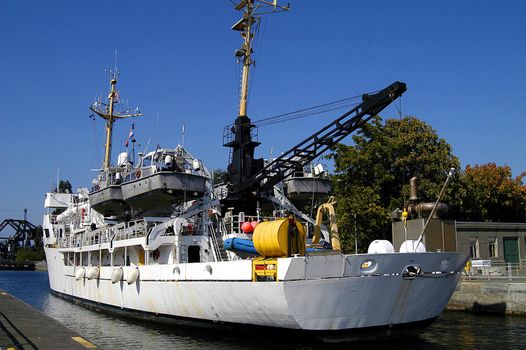 NOAA Research Ship,Rainier , transits Ballard Locks, Seattle, WA