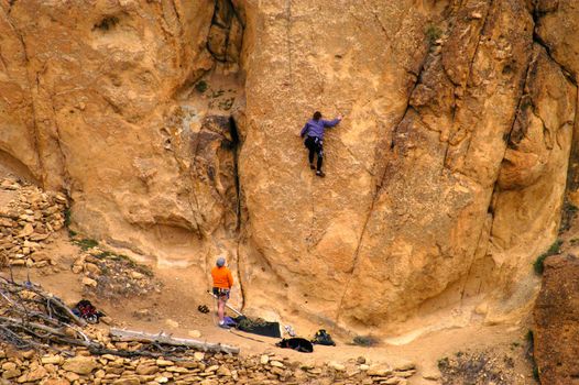 Climbers scale rocks at Smith Rocks State Park, Terrebon, OR