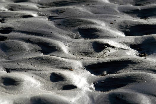 Patterns in the sand left by the passage of water