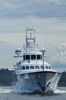 Motor Yacht, Ice Bear, underway on Puget Sound, Washington