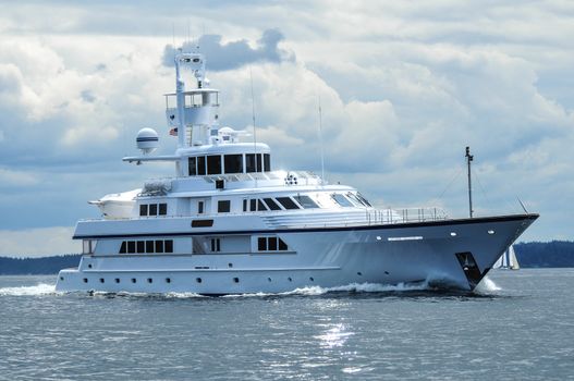 Motor Yacht underway on Puget Sound, Washington