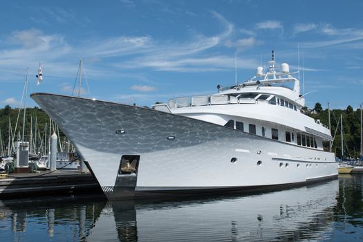 Megayacht at the dock at Shilshole Marina