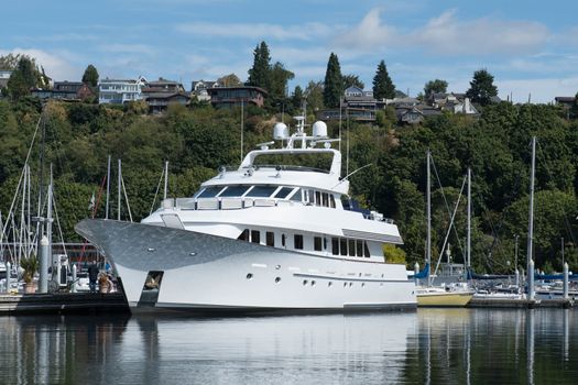 Megayacht at the dock at Shilshole Marina