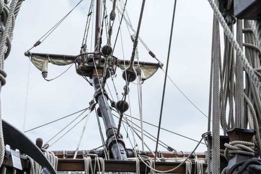 Rigging on replica Spanish Galleon, Galeon, in St. Thomas,  US Virgin Islands