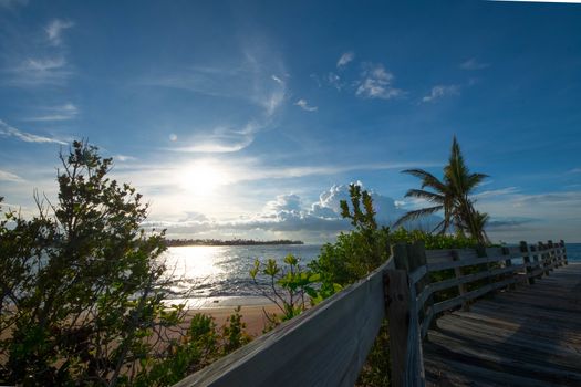 Pinones Beach scene at sunset on Puerto Rico