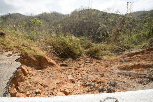 Cave ins and slides from flooding from Hurricane Maria.