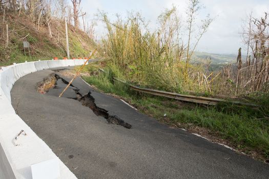 Cave ins and slides from flooding from Hurricane Maria.