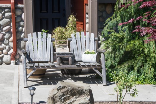 Front porch scene in small town, Washington State.