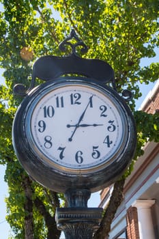 Town clock in front of City Hall in small town, Washington State