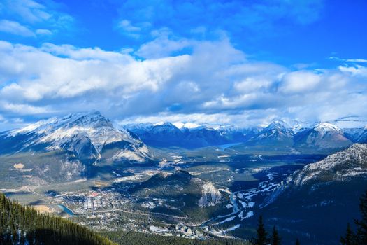 View of Canadian Rocky Mountains from Banff Gondola