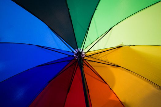 Segments of a beautiful umbrella of various colors