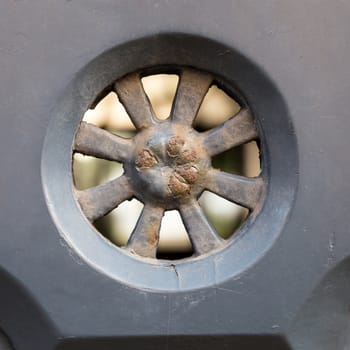 Close up of rustic old door in Florence, Italy.