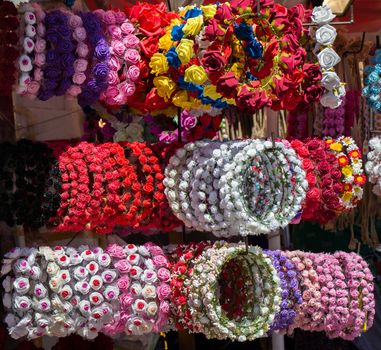 Set of Fake floral crown in view