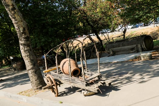 An old traditional wooden cart for transport